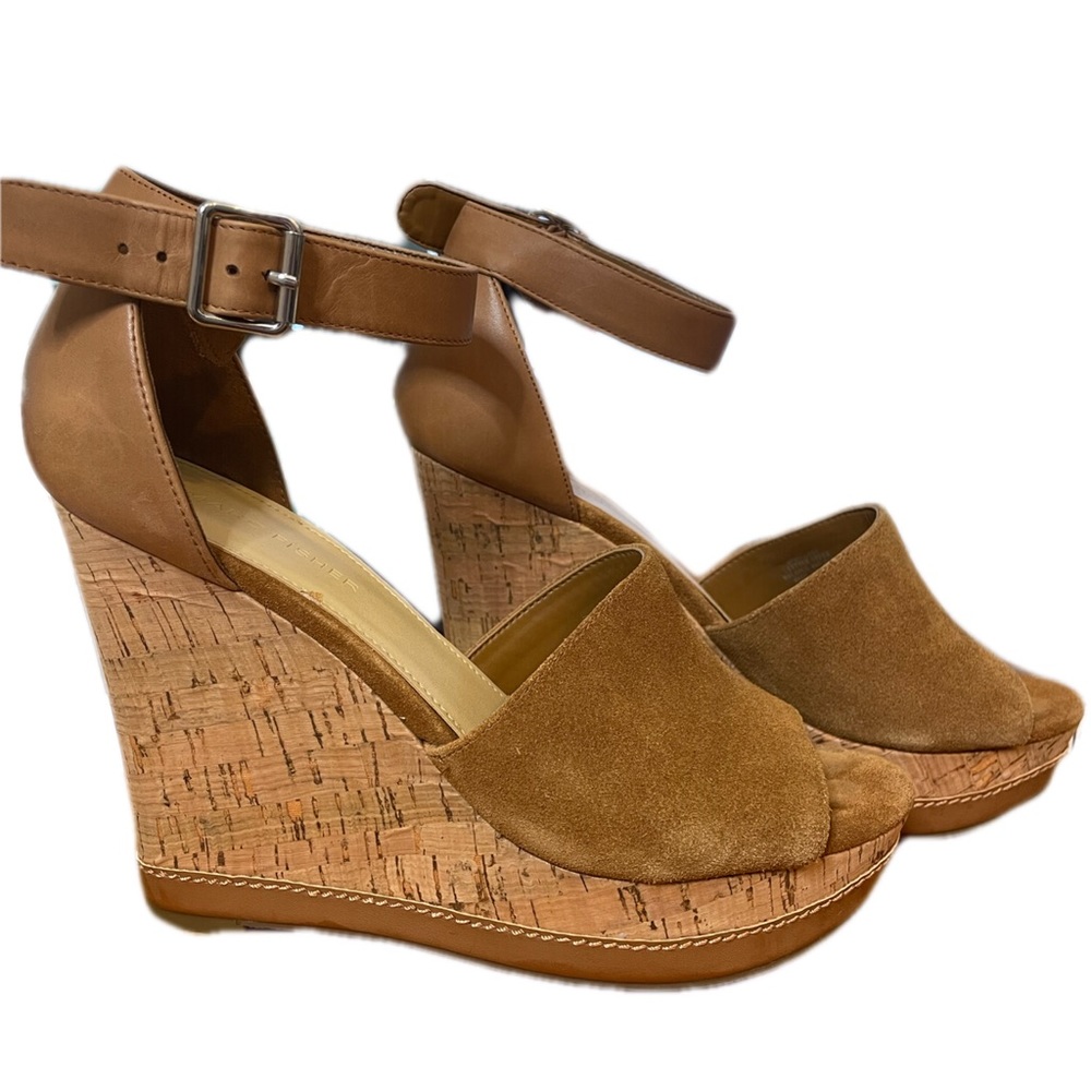 MARC FISHER SUEDE CORK PLATFORM WEDGE